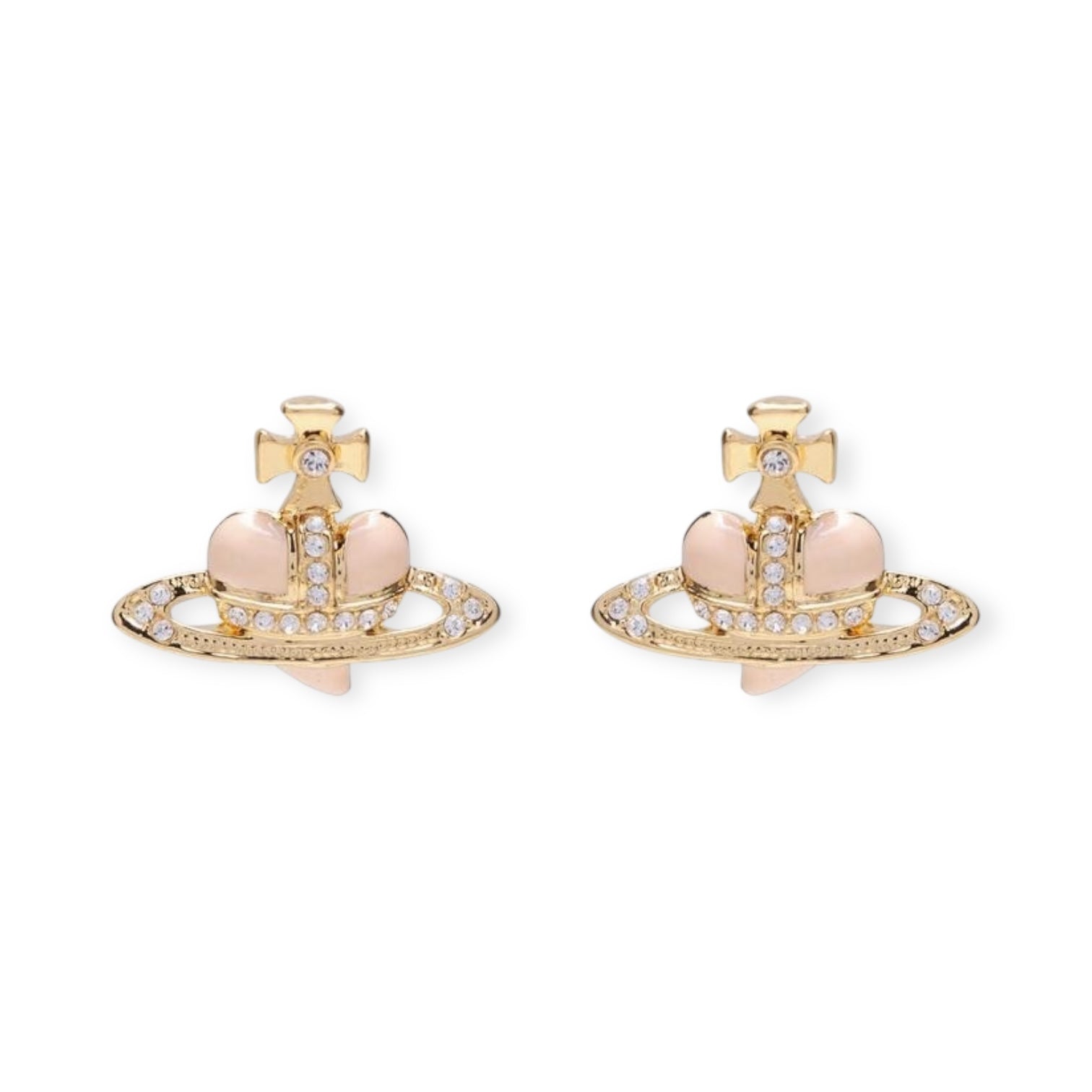Mini Heart Orb Design Gold Earrings (7 Colors)