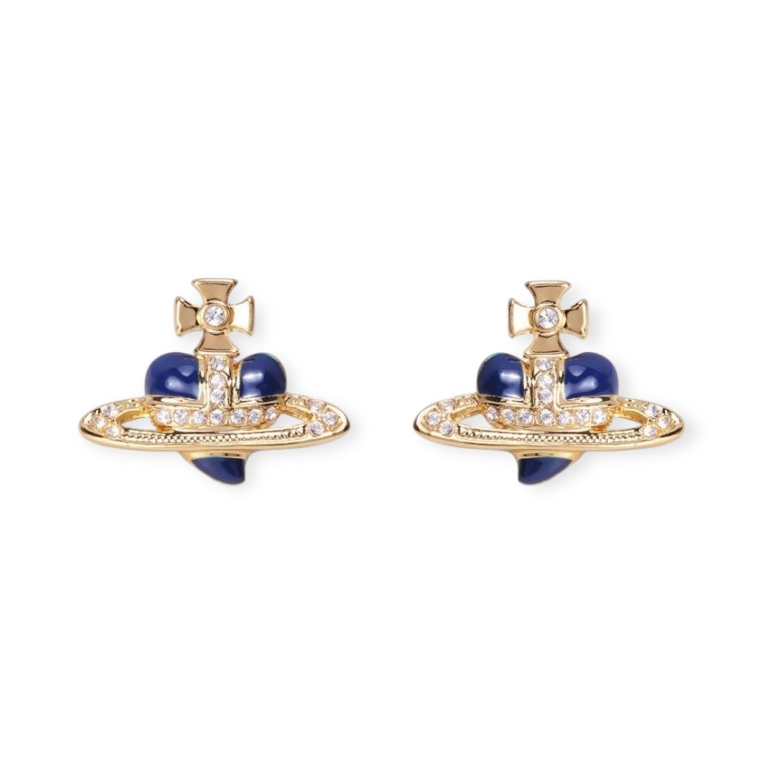 Mini Heart Orb Design Gold Earrings (7 Colors)