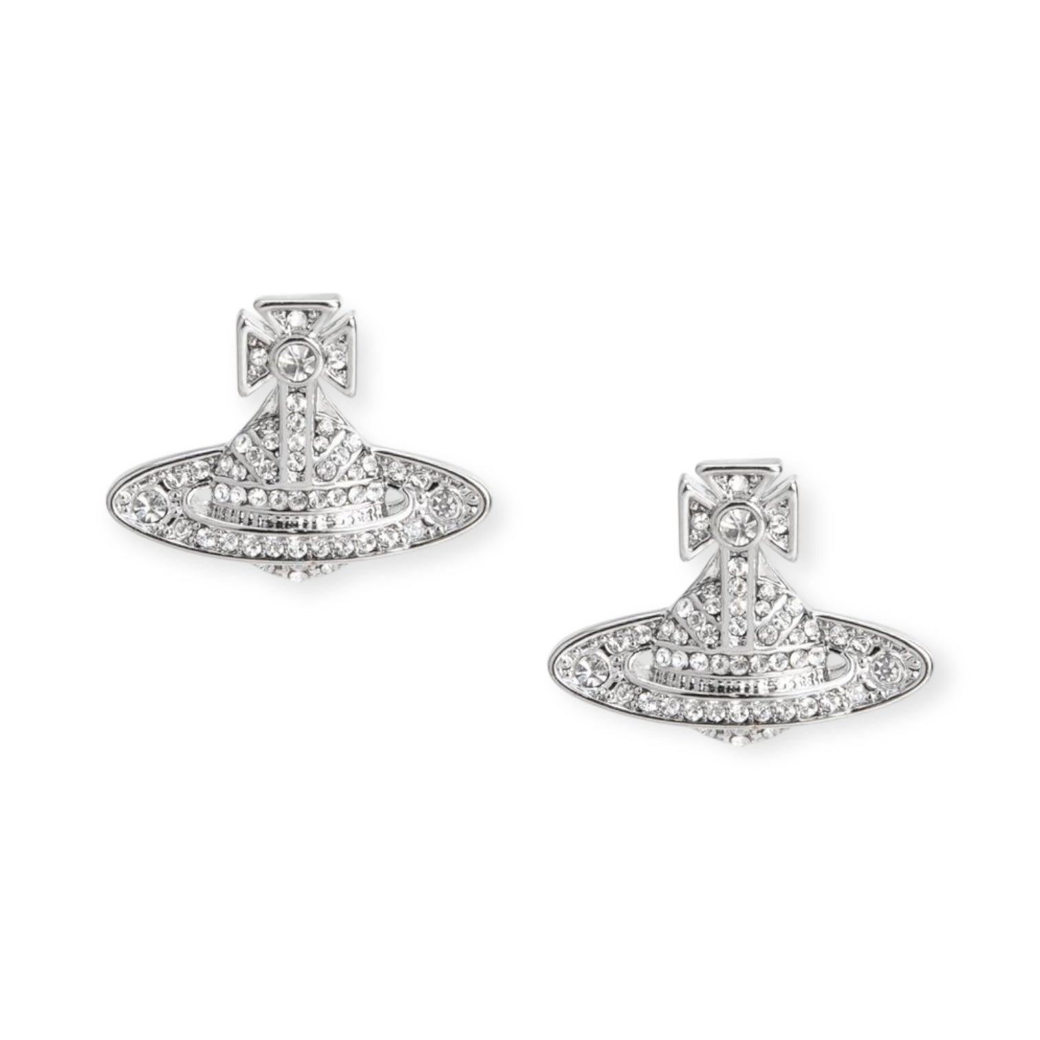 Gem Studded Union Jack Orb Pendant Earrings (6 Colors)