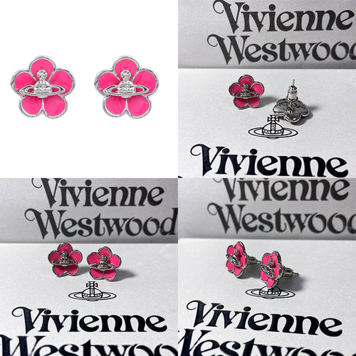 Clover Flower Staple Orb Pink Earrings