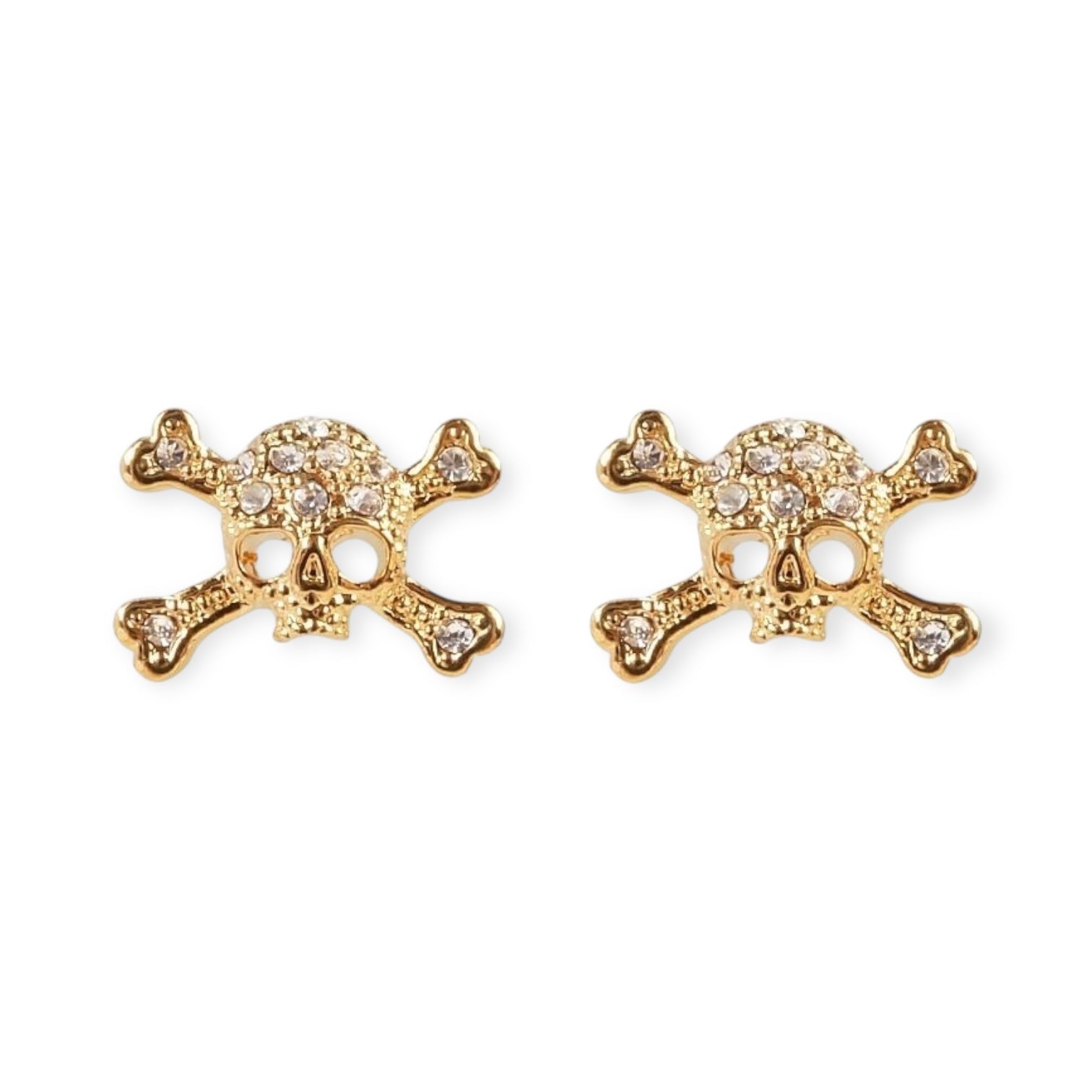 Skull Cross Gem Studded Orb Pendant Earrings (3 Colors)