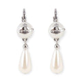 Silver Orb Pendant Ball Hanging Pearl Tear Drop Earrings (2 Colors)
