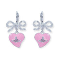 Heart Shaped Gem Studded Orb Pendant Earrings (2 Colors)