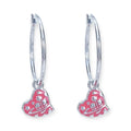 Heart Shape Asymmetrical Hanging Pendant Hoop Earrings (2 Colors)