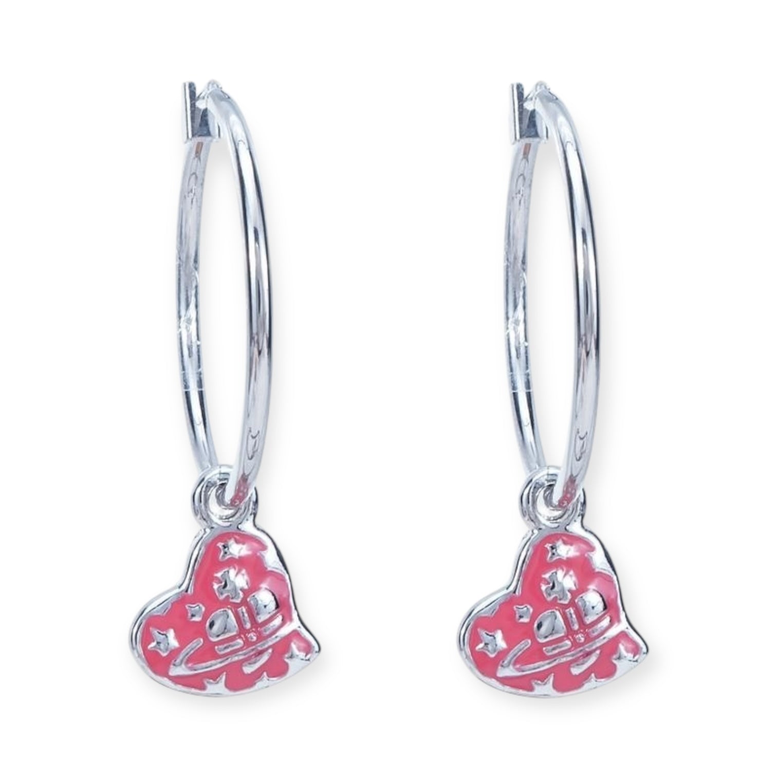 Heart Shape Asymmetrical Hanging Pendant Hoop Earrings (2 Colors)