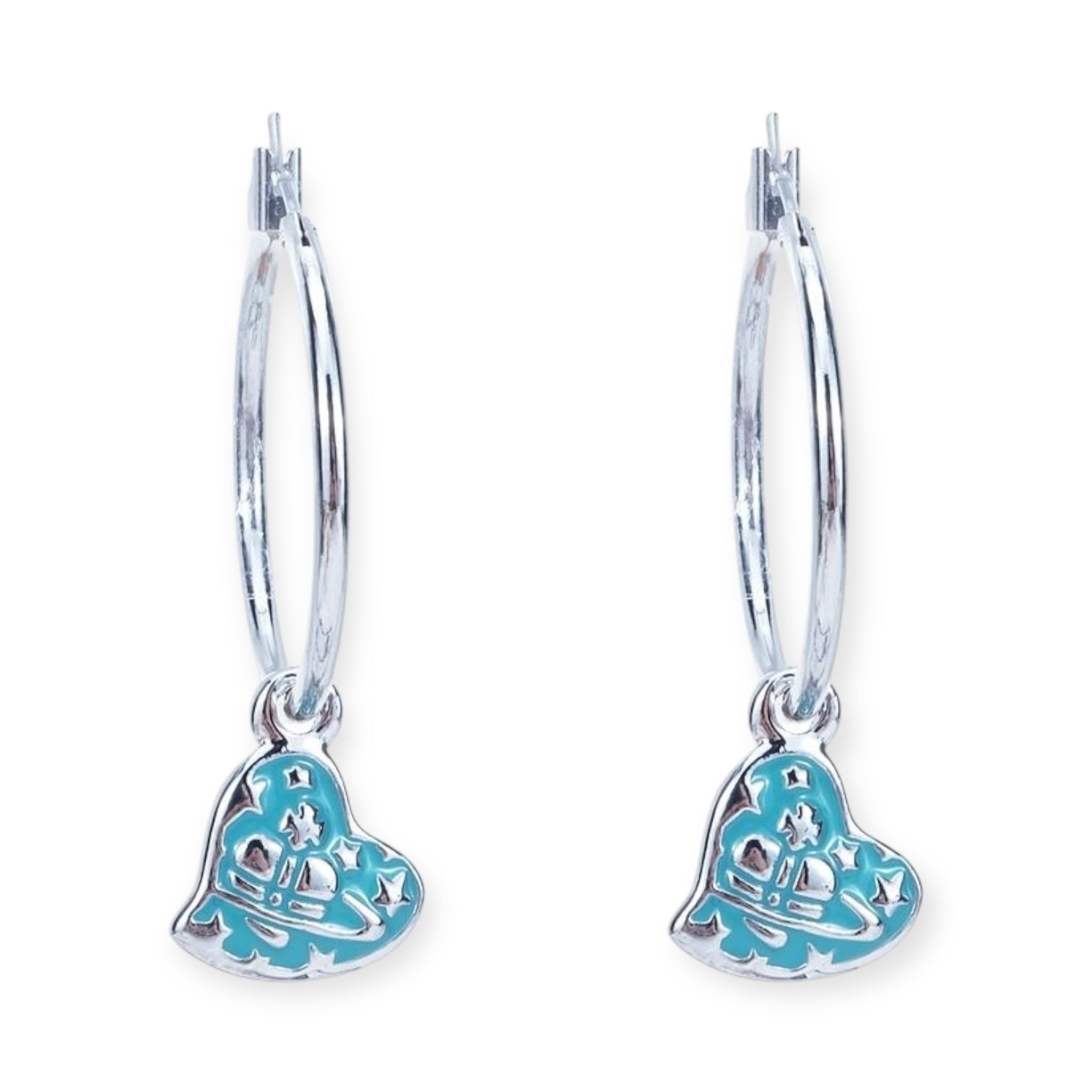 Heart Shape Asymmetrical Hanging Pendant Hoop Earrings (2 Colors)