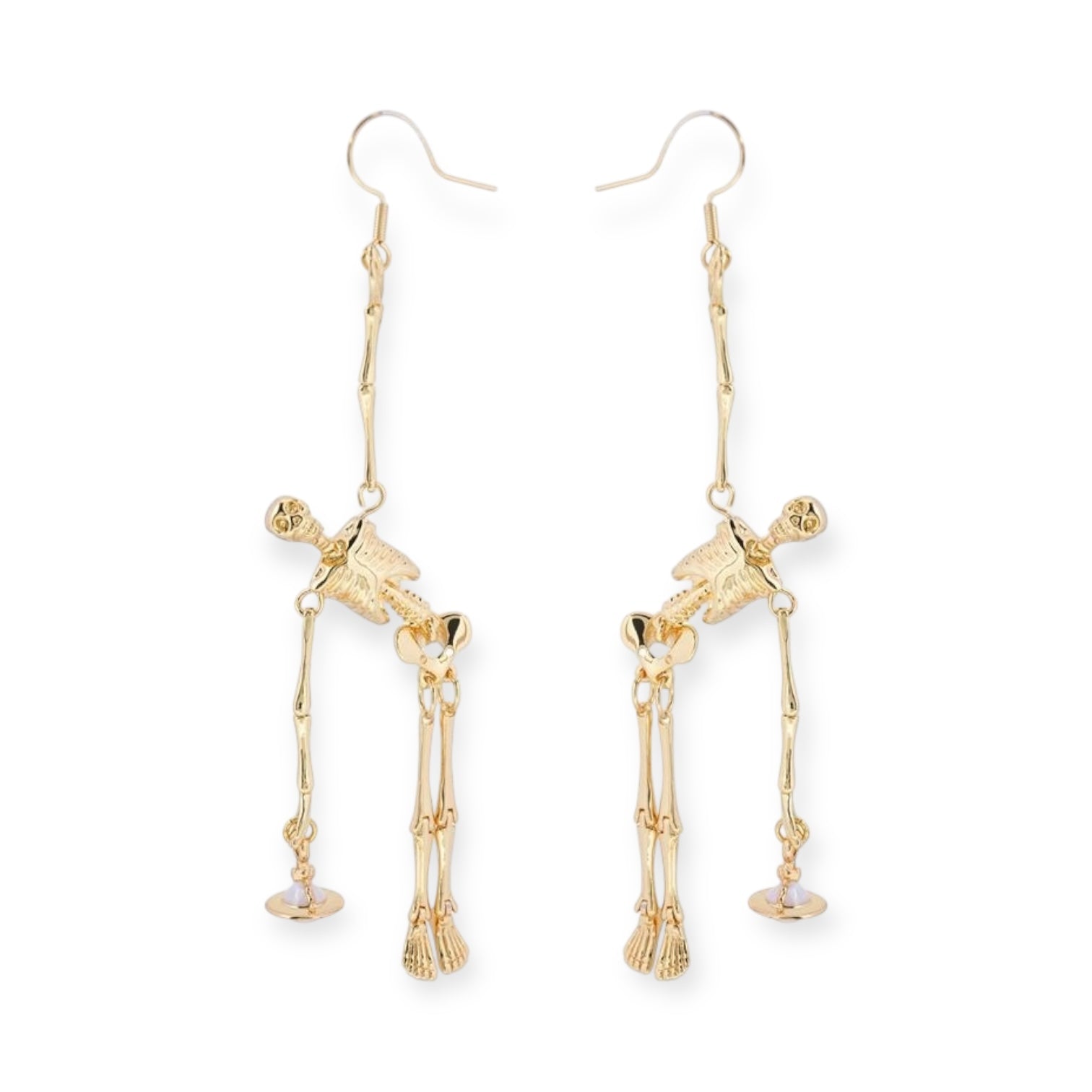 Skeleton Body Holding Orb Pendant Earrings (3 Colors)