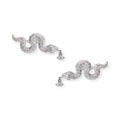 Snake Silver Gem Studded Pendant Orb Earrings