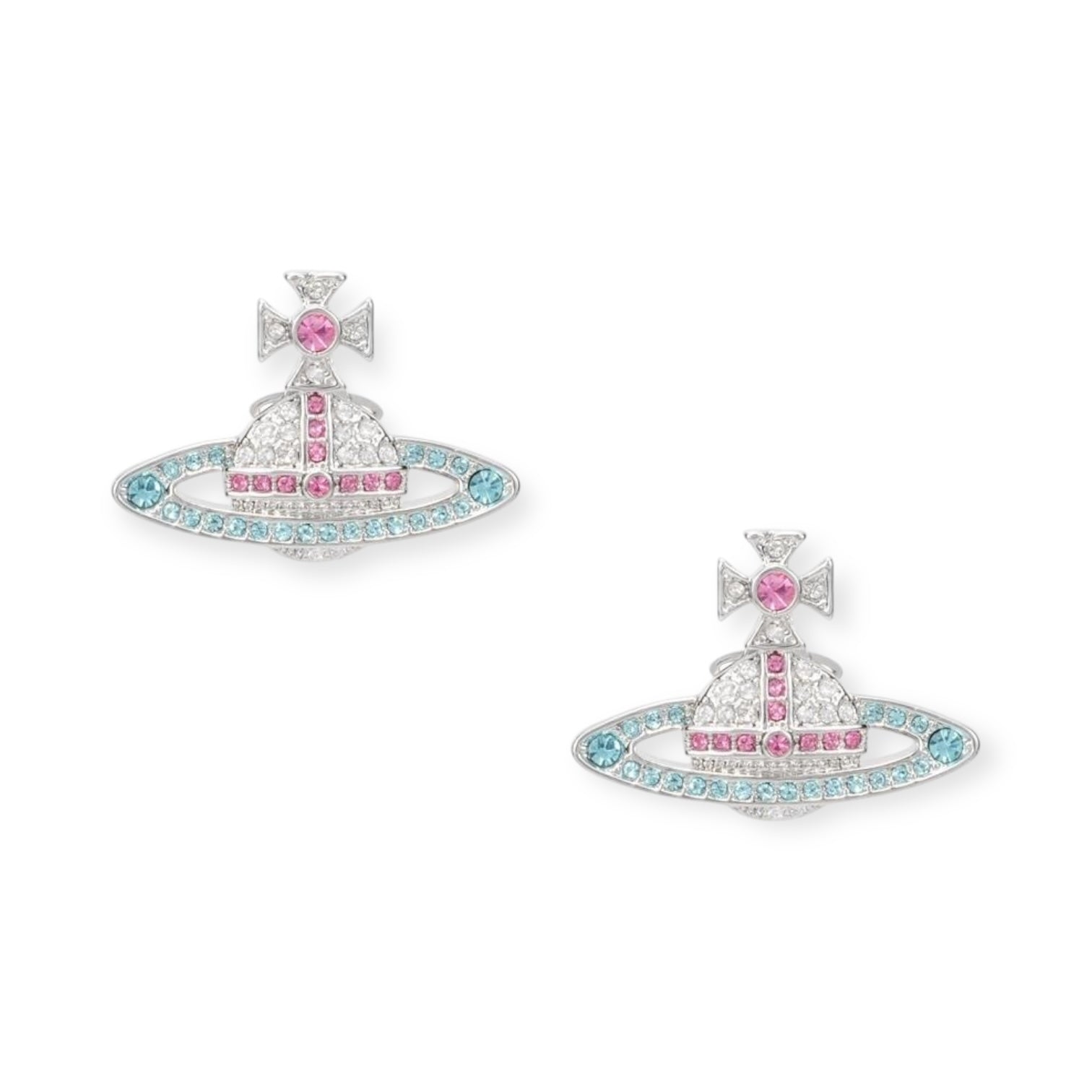 Gem Studded 2D Orb Pendant Earrings (5 Colors)