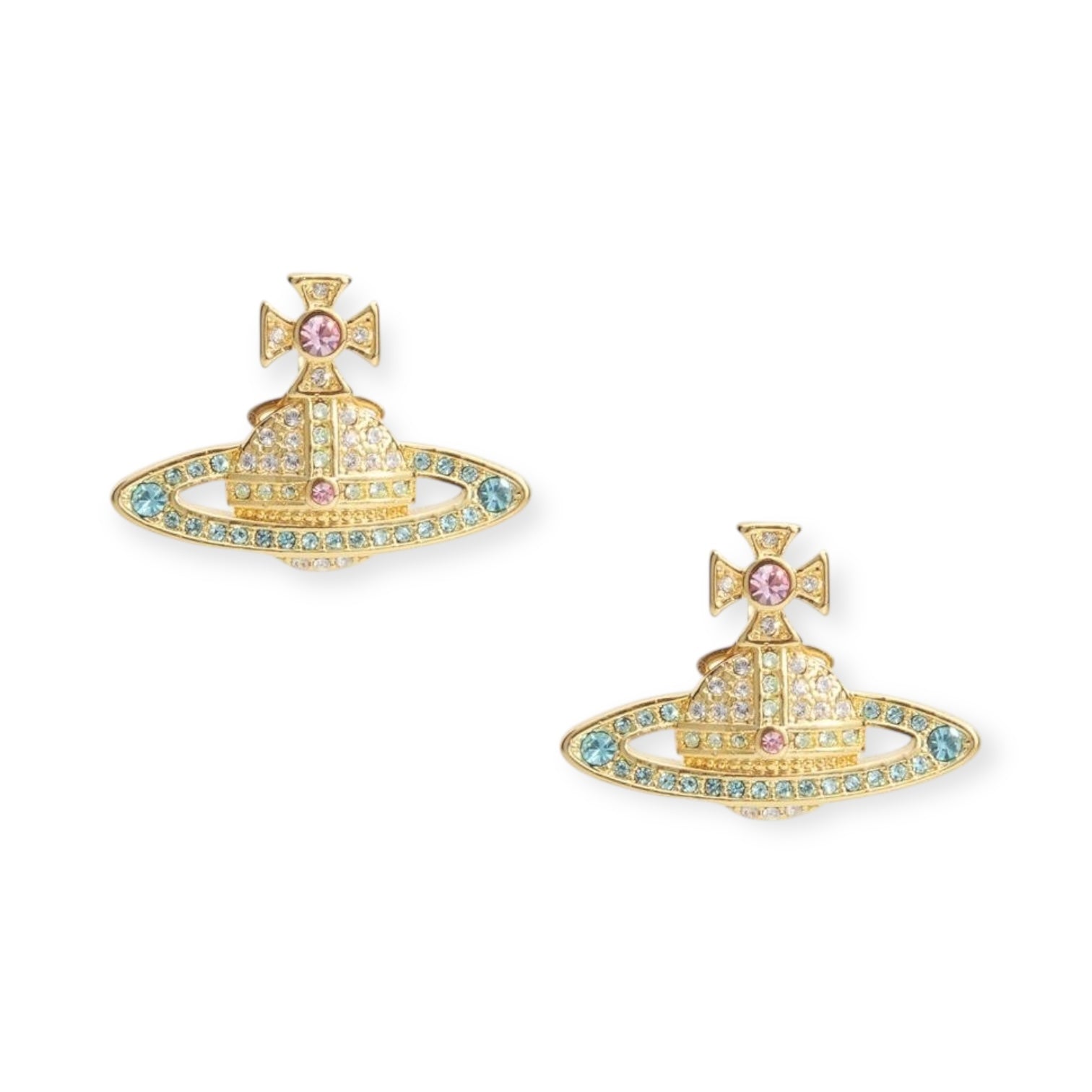 Gem Studded 2D Orb Pendant Earrings (5 Colors)