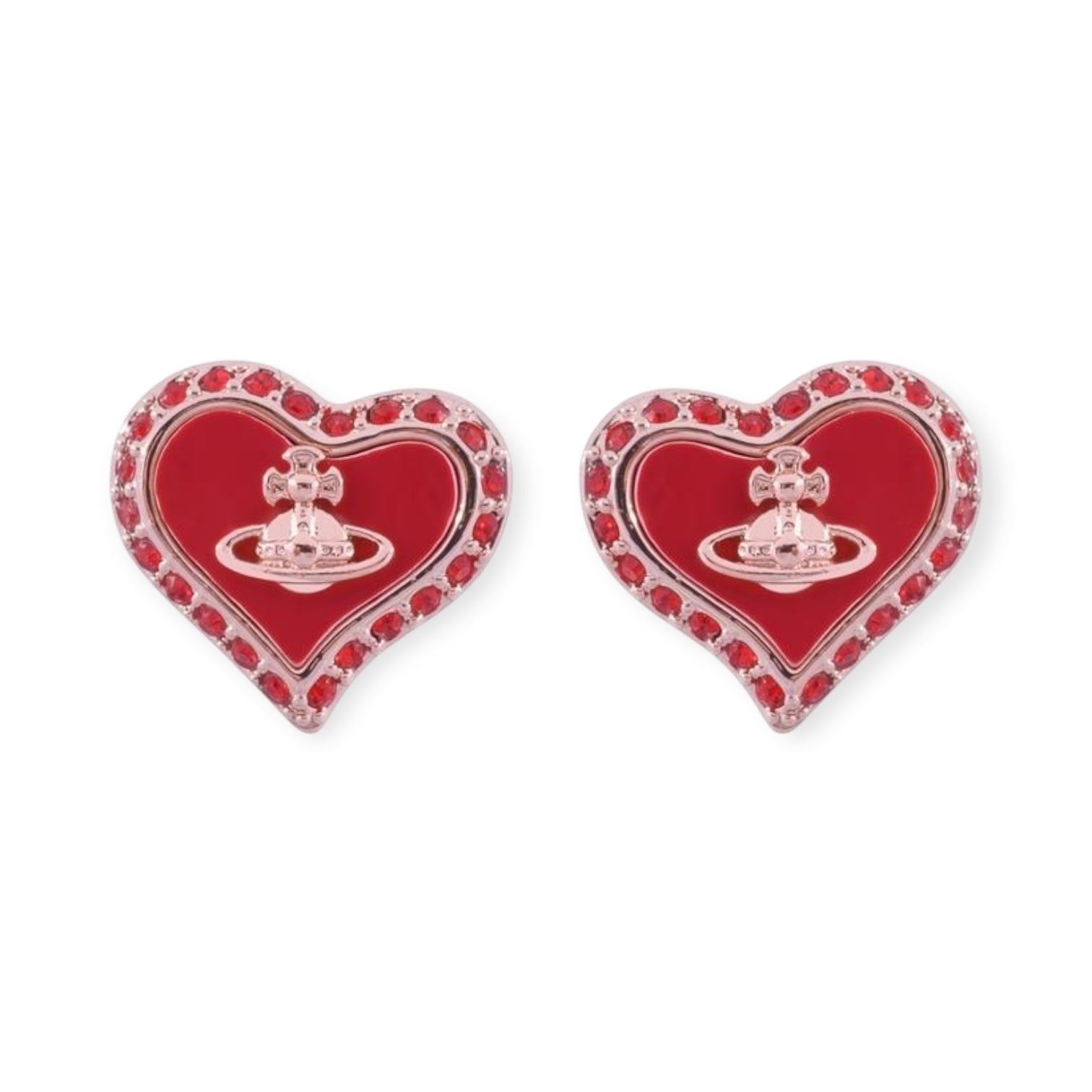 Heart Shaped Shape Plate Design Colorful Pendant Gem Studded Earrings (4 Colors)