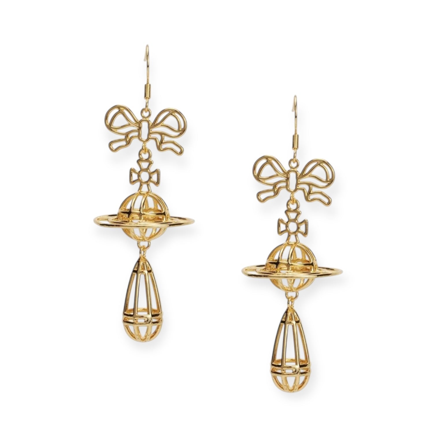 Wired Outline Orb Pendant Hanging Drop Earrings (4 Colors)