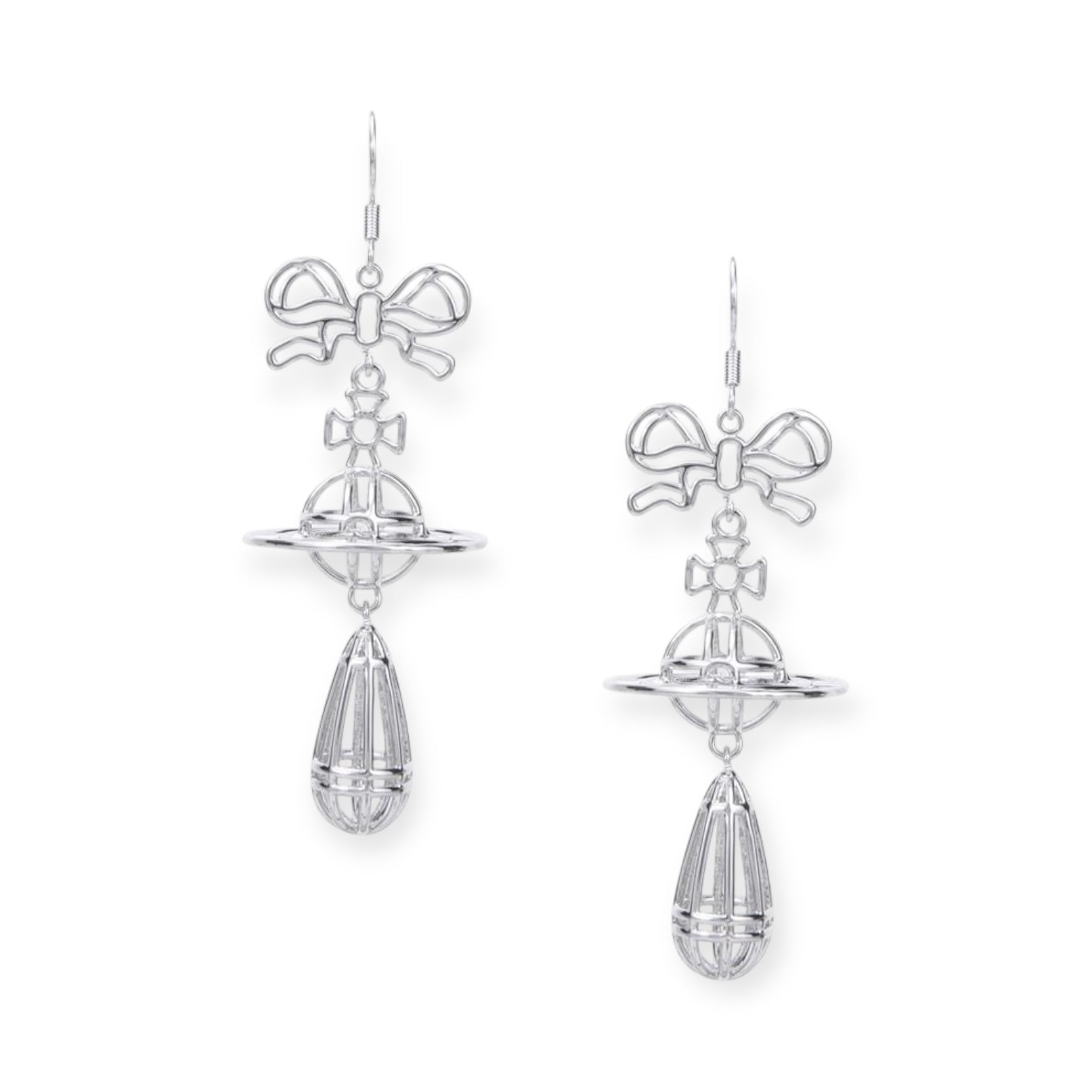 Wired Outline Orb Pendant Hanging Drop Earrings (4 Colors)