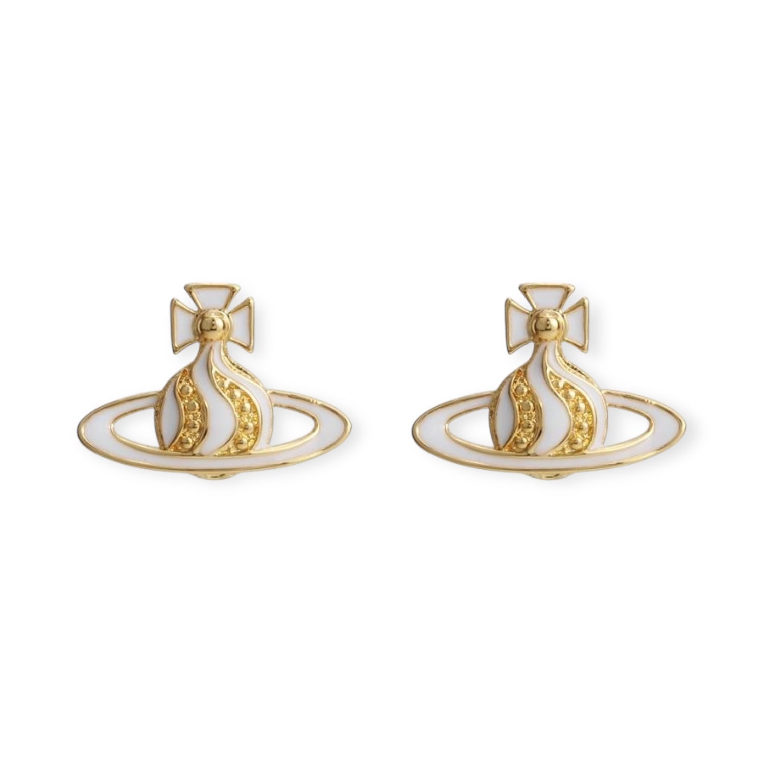 Gem Studded Swivel Pattern Orb Pendant Earrings (6 Colors)