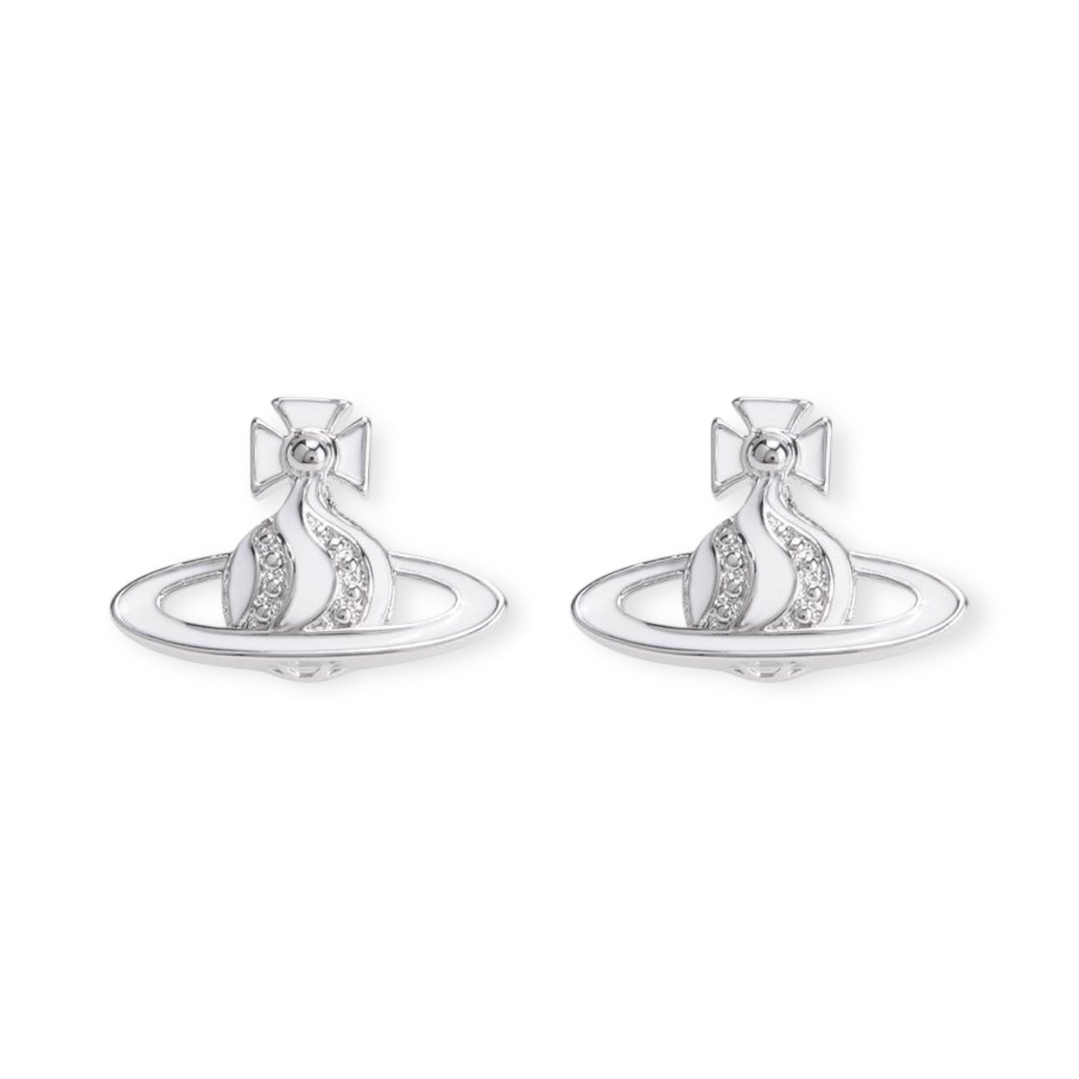 Gem Studded Swivel Pattern Orb Pendant Earrings (6 Colors)