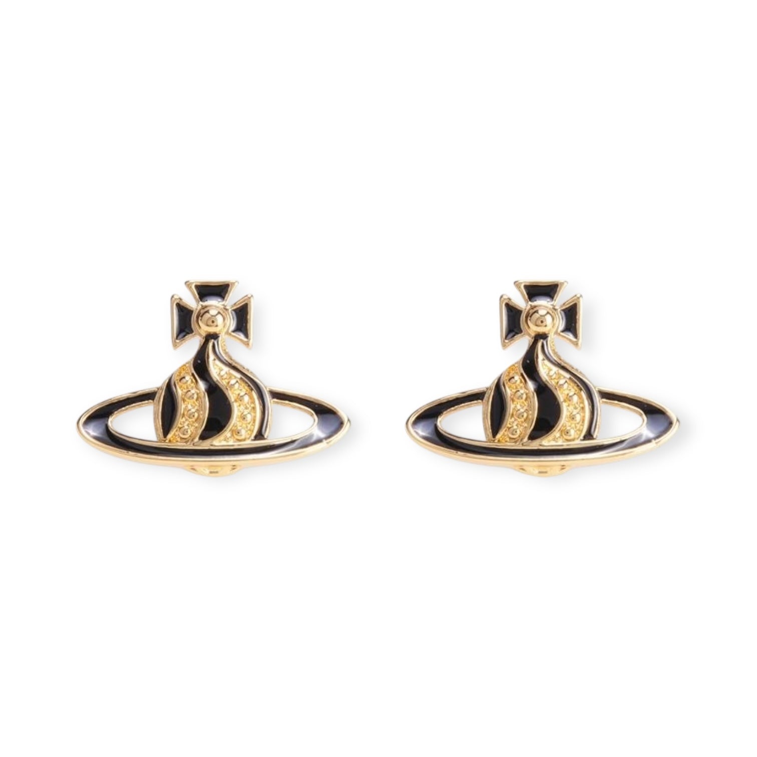 Gem Studded Swivel Pattern Orb Pendant Earrings (6 Colors)
