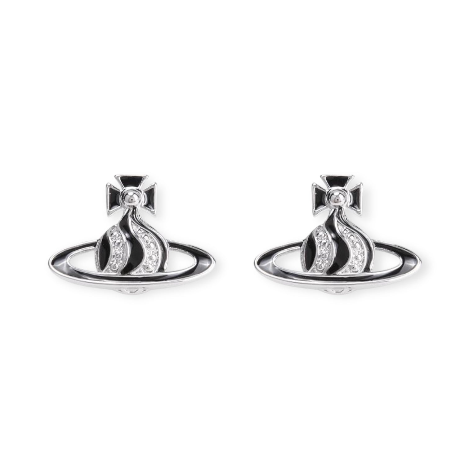 Gem Studded Swivel Pattern Orb Pendant Earrings (6 Colors)