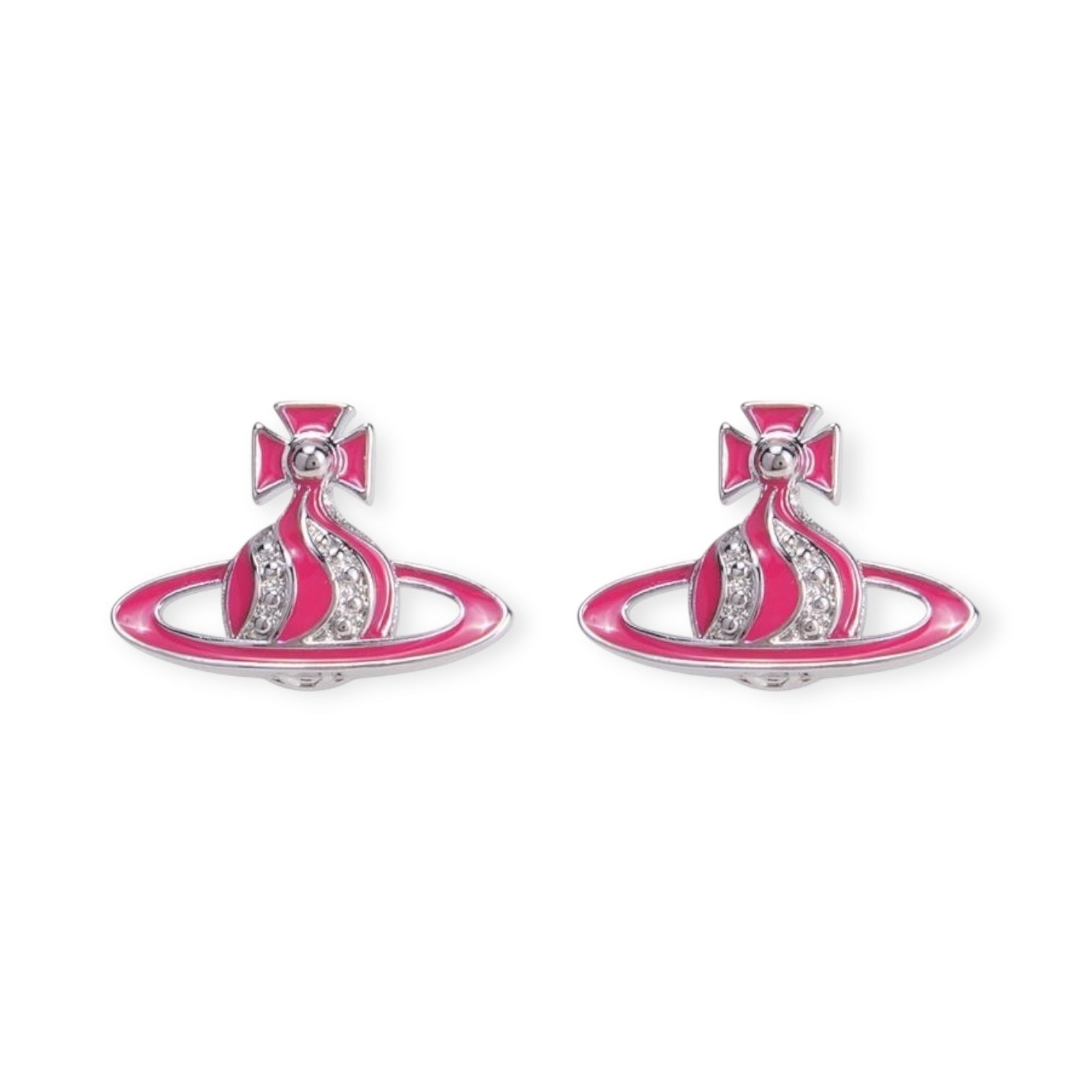 Gem Studded Swivel Pattern Orb Pendant Earrings (6 Colors)