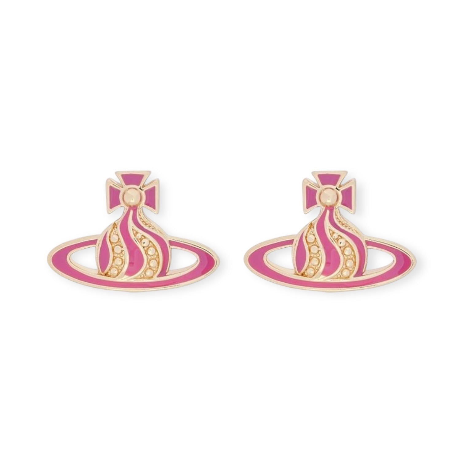Gem Studded Swivel Pattern Orb Pendant Earrings (6 Colors)