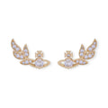 Flower Studded Leaves Wings Mini Gem Orb Pendant Earrings (4 Colors)