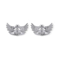 Angel Wings Design Silver Orb Pendant Earrings