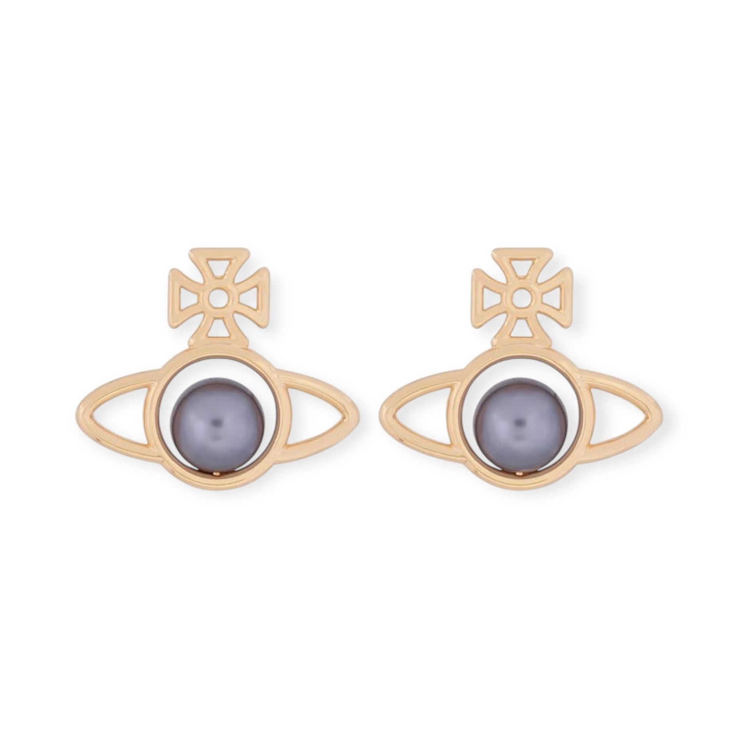 Outline Orb Design Middle Pearl Pendant Earrings (5 Colors)
