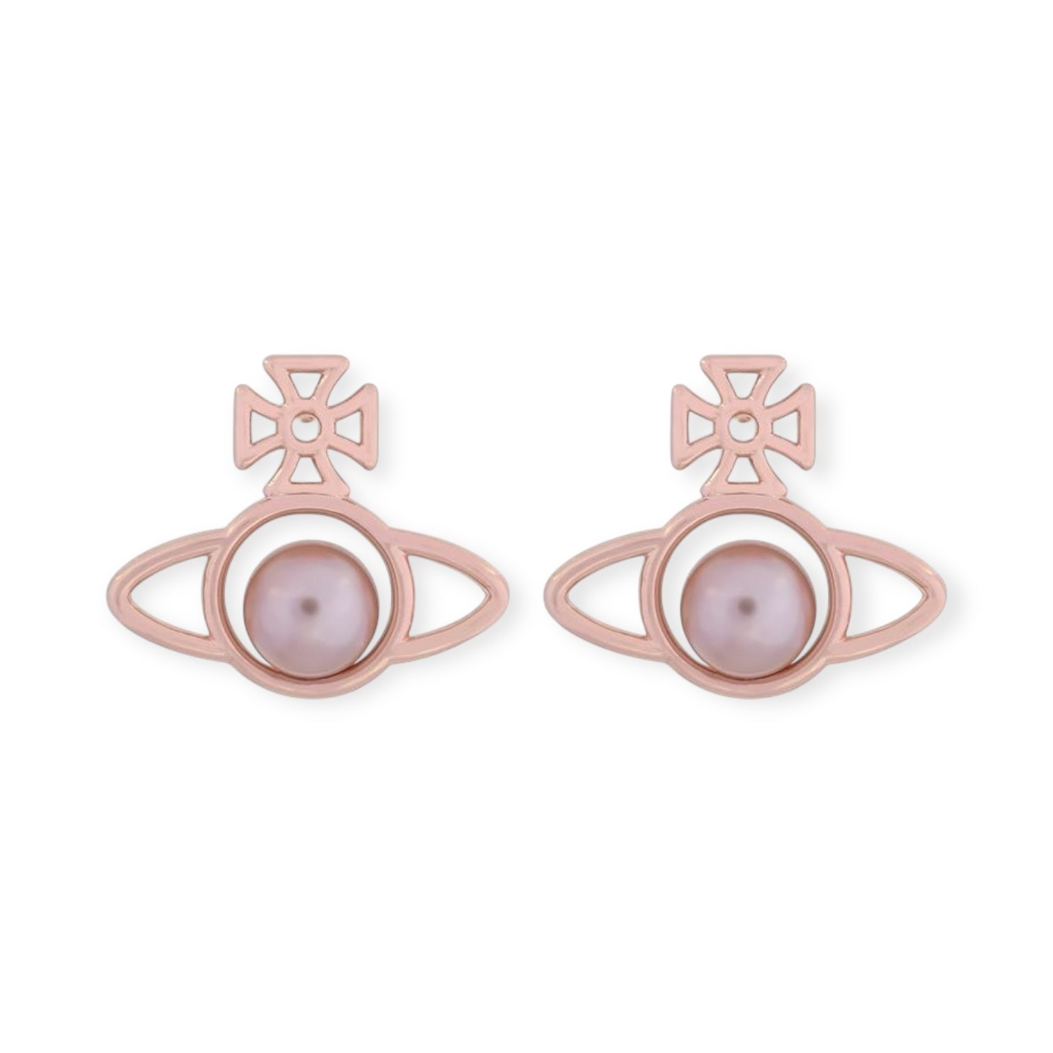 Outline Orb Design Middle Pearl Pendant Earrings (5 Colors)