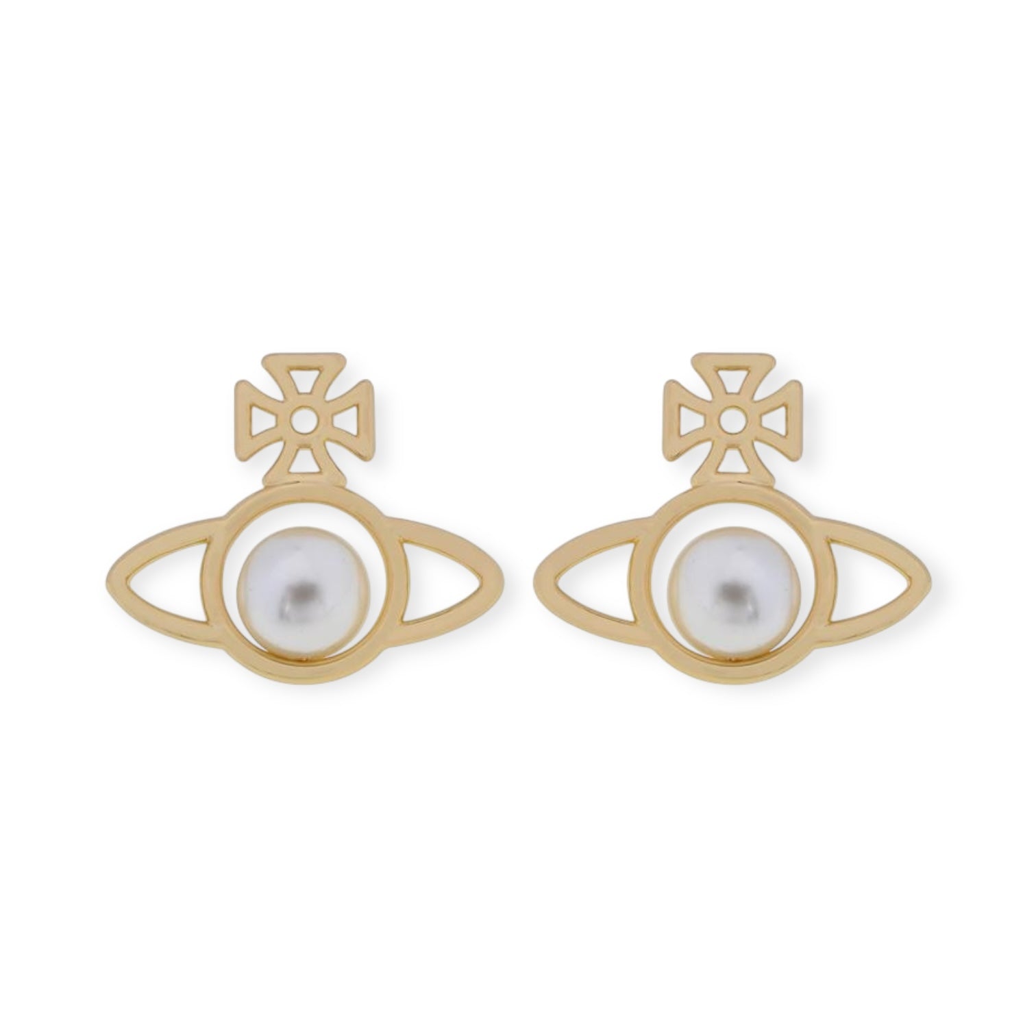 Outline Orb Design Middle Pearl Pendant Earrings (5 Colors)