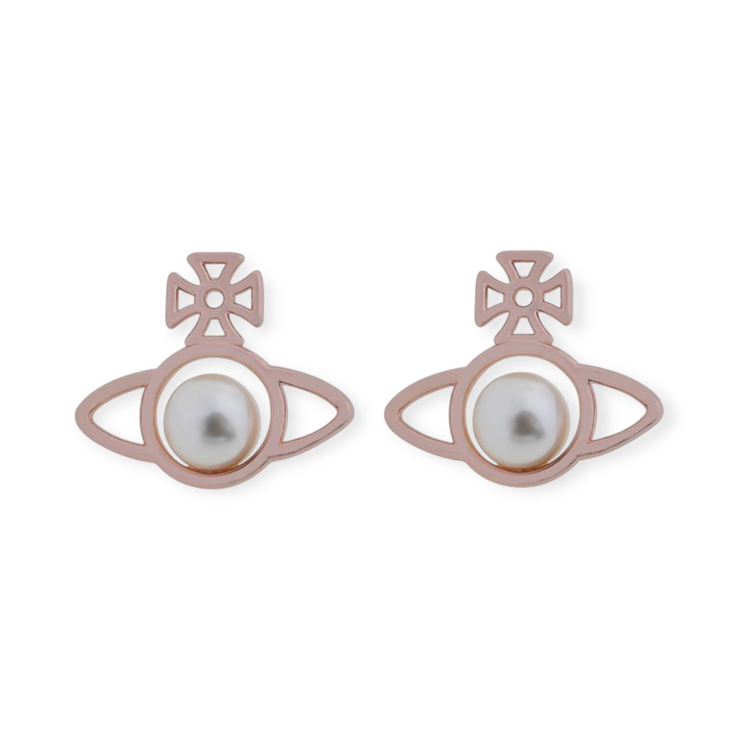 Outline Orb Design Middle Pearl Pendant Earrings (5 Colors)