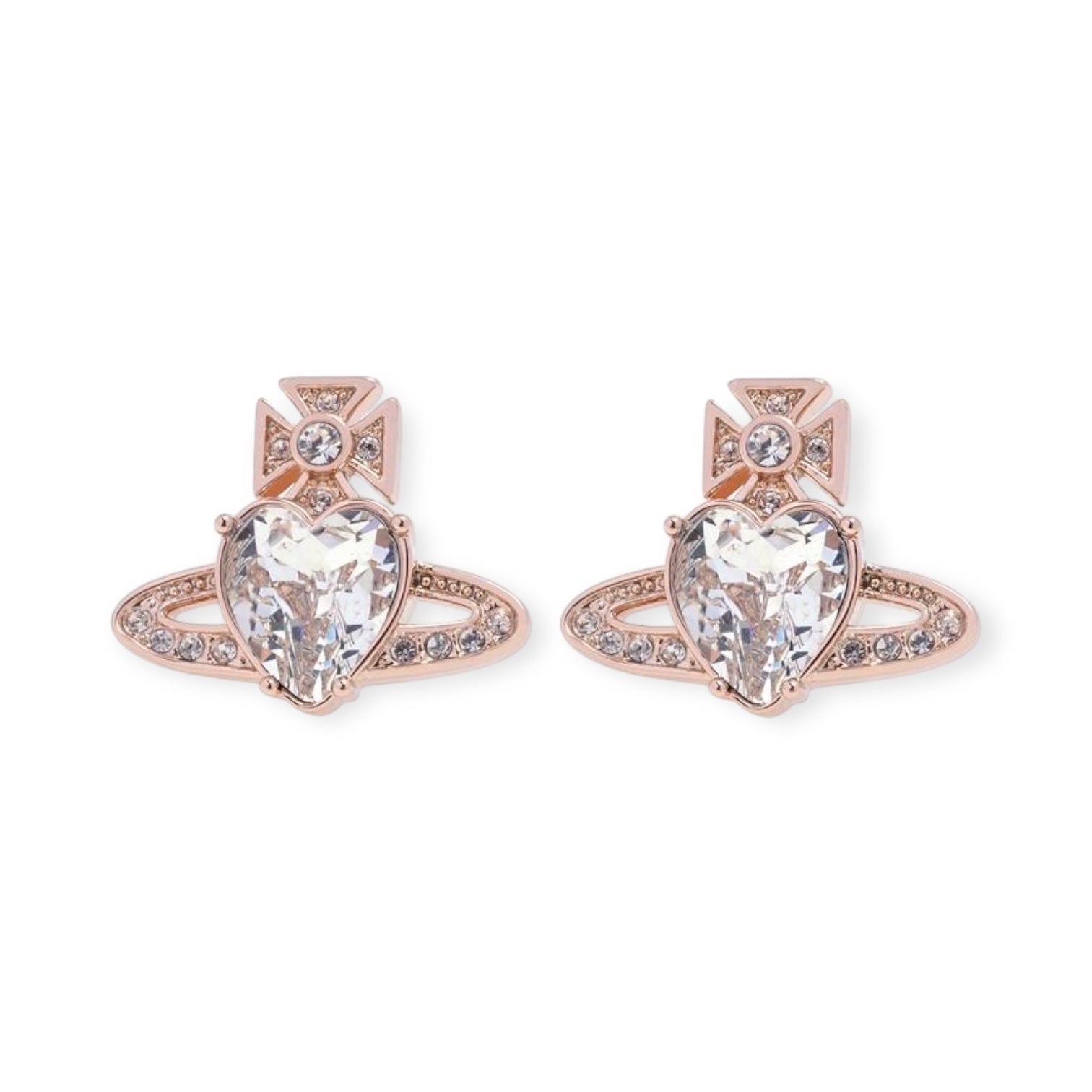 Princess Heart Shaped Gemstone Studded Orb 2D Pendant Earrings (5 Colors)