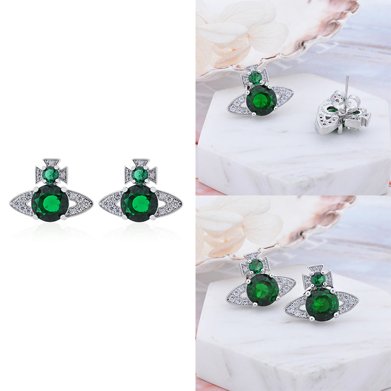 Multicolor Gem Encrusted Orb Pendant Earrings (4 Colors)