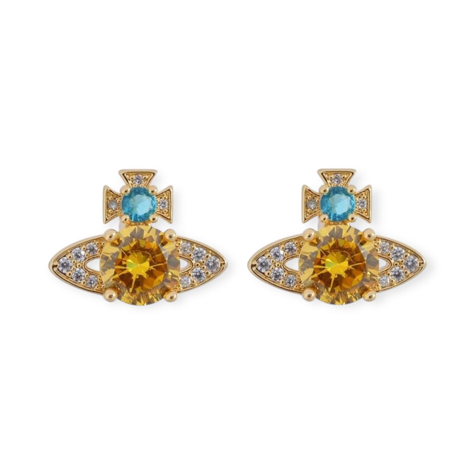 Multicolor Gem Encrusted Orb Pendant Earrings (4 Colors)