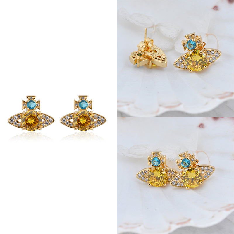 Multicolor Gem Encrusted Orb Pendant Earrings (4 Colors)