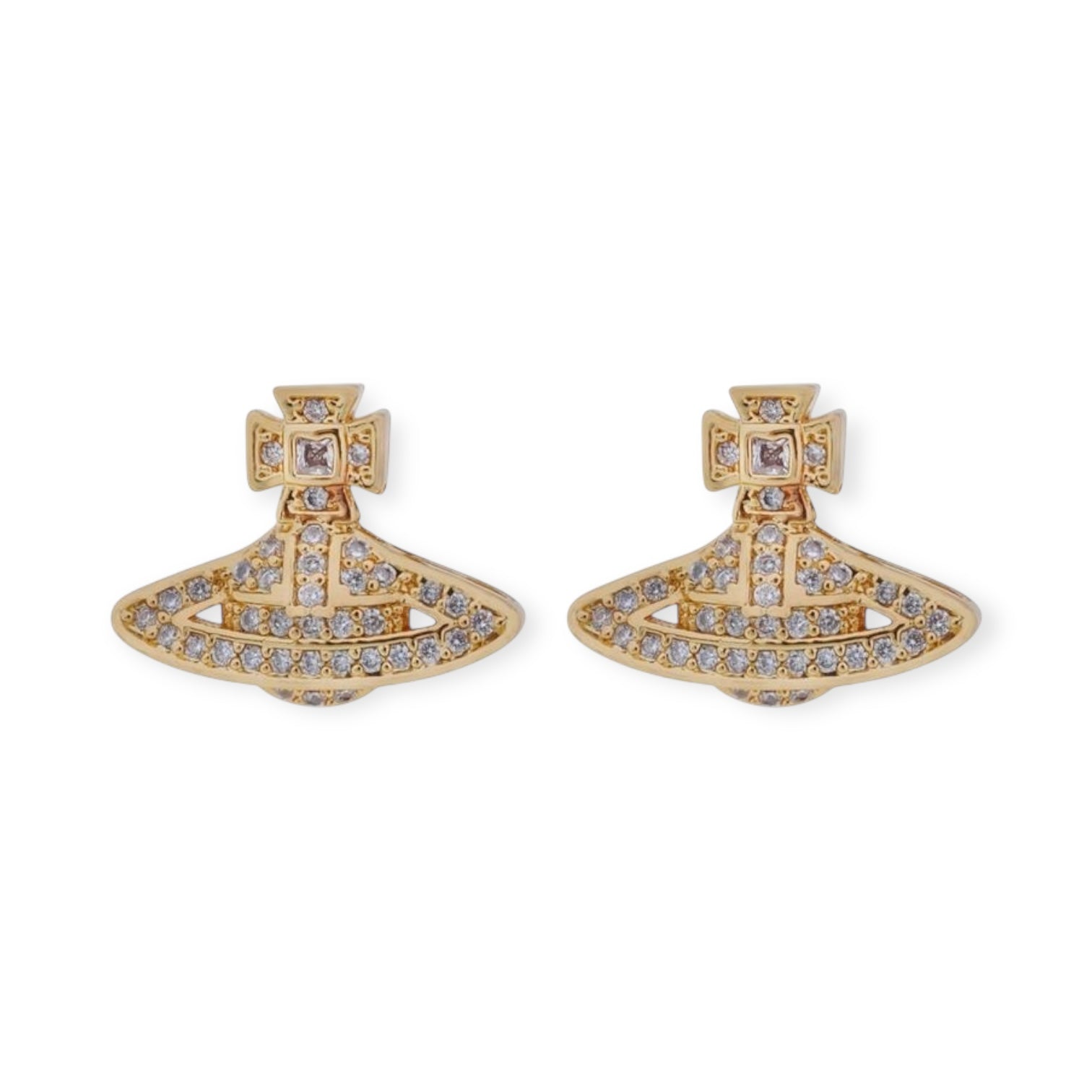 Mini Silver Gem Studded Orb Pendant Earrings (2 Colors)