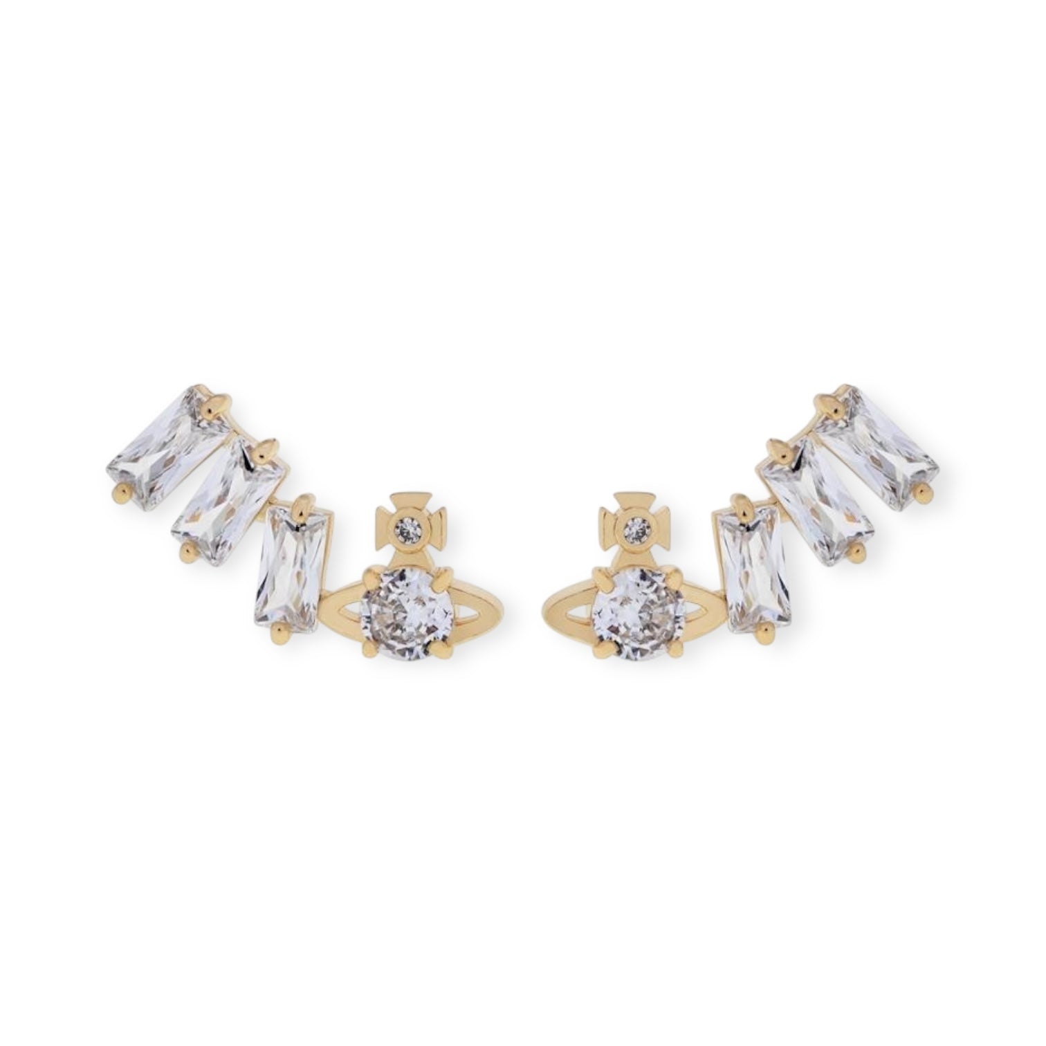 Crystal Shards Stud Orb/ Hanging Engraved Pendant Gold & Silver Earrings (2 Colors)
