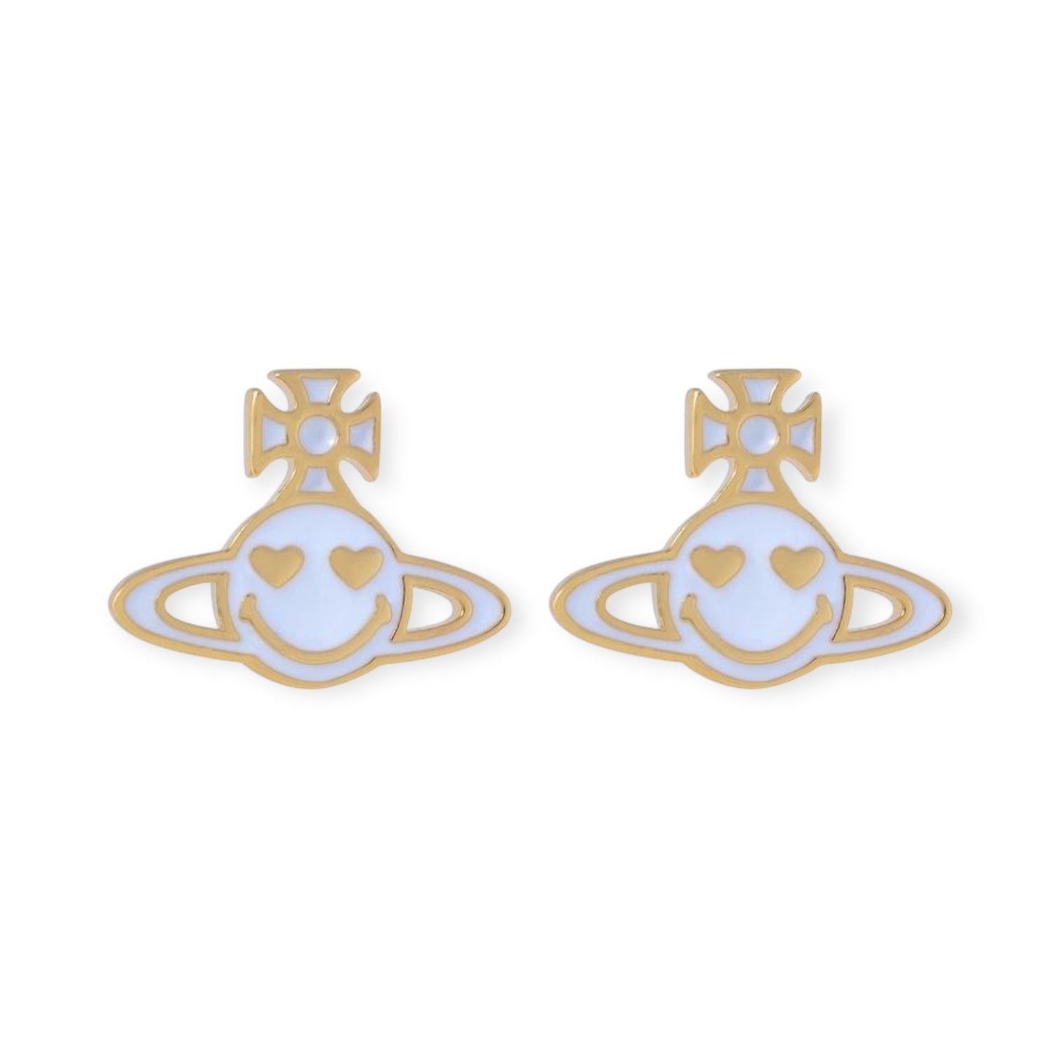 Smiley Face Heart Eyes Orb Pendant Earrings (3 Colors)