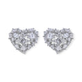 Rhinestone Abstract Heart Design Orb Silver Pendant Earrings
