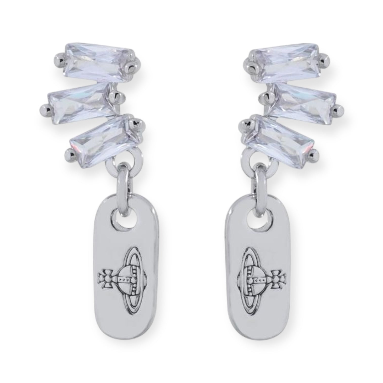 Crystal Shards Stud Orb/ Hanging Engraved Pendant Gold & Silver Earrings (2 Colors)