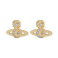 Gem Studded Crescent Moon Stars Display Orb Pendant Gold & Silver Earrings (2 Colors)