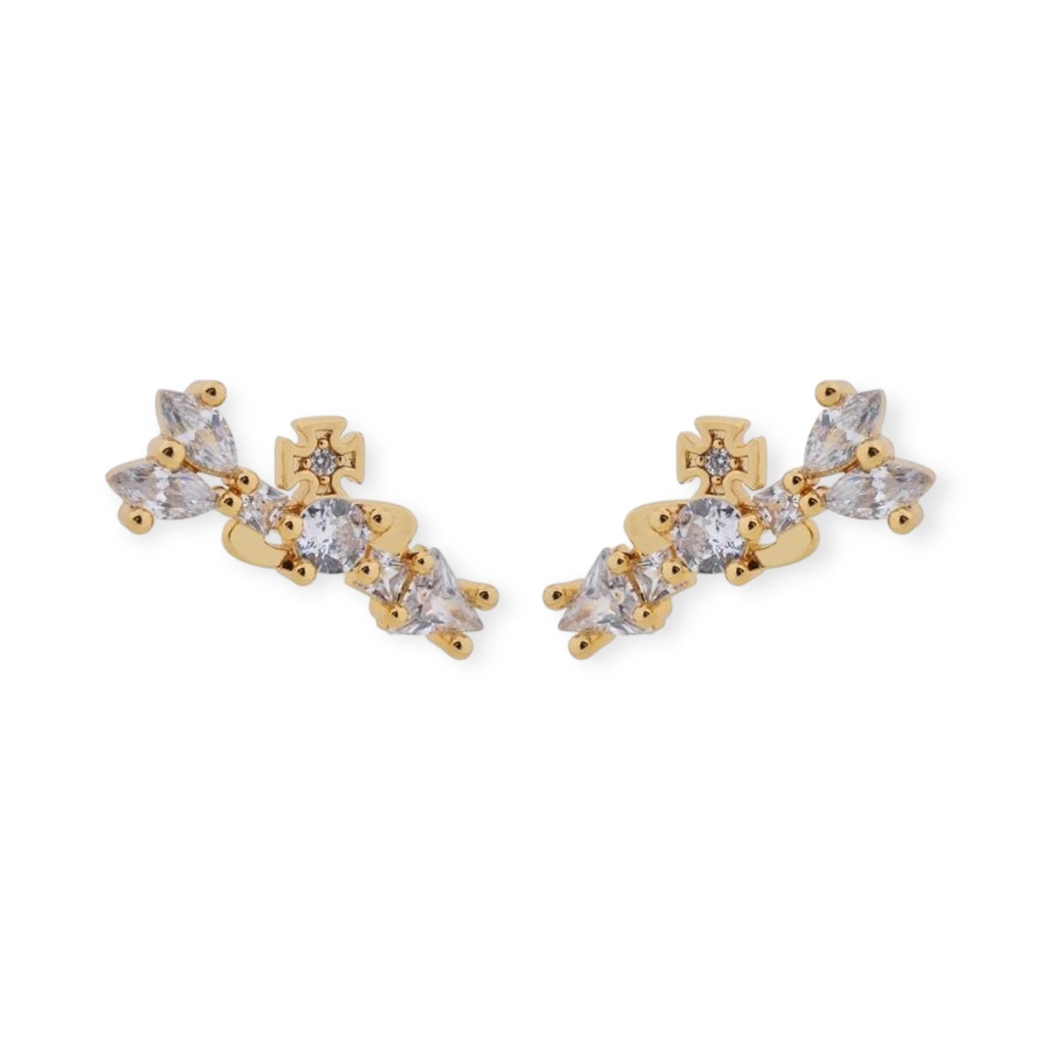 Multi Gem Abstract Arrow Design Pendant Earrings Gold & Silver (2 Colors)