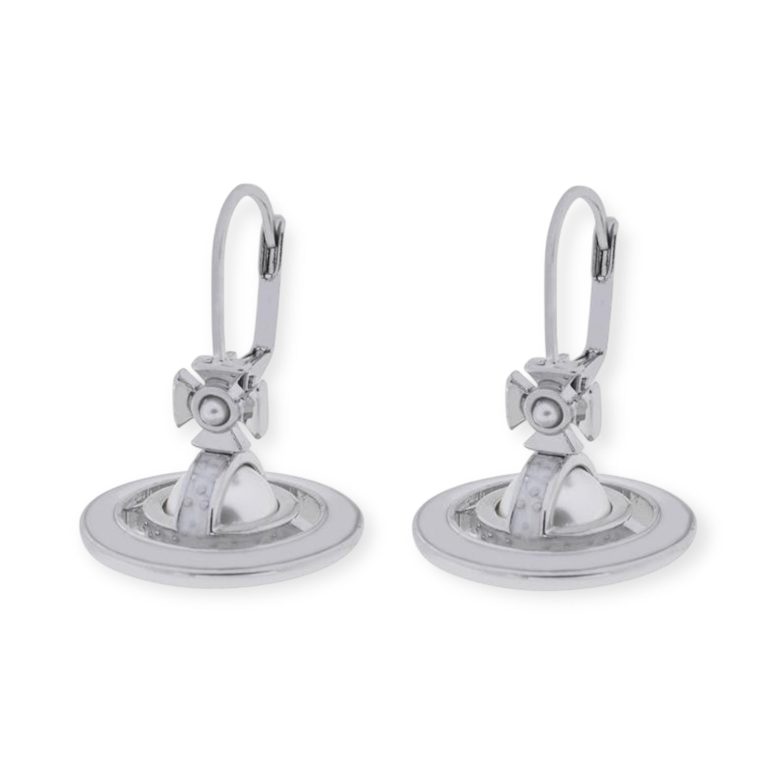Mini Pearl Orb Hanging Pendant Colored Striped Rim Design Earrings (6 Colors)