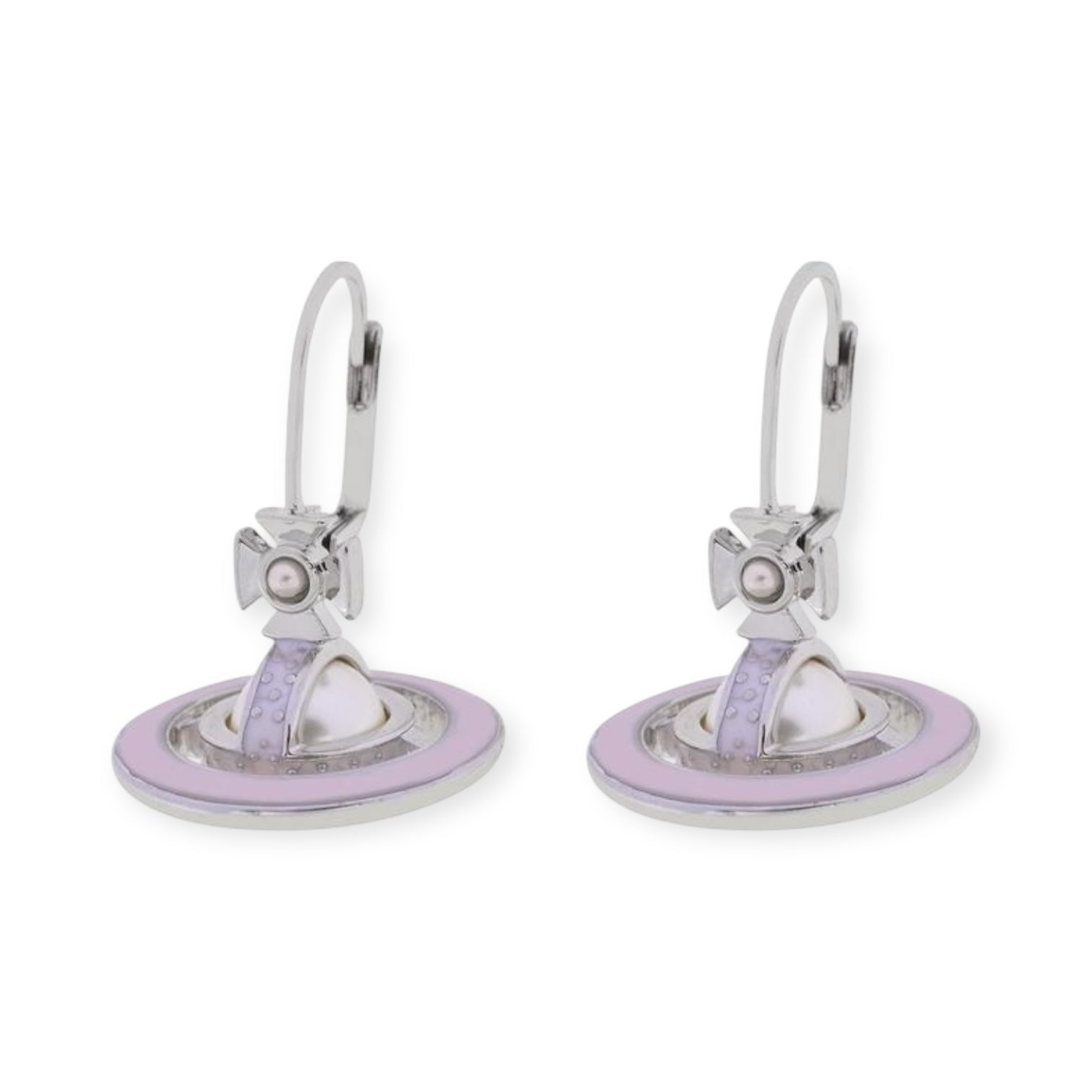 Mini Pearl Orb Hanging Pendant Colored Striped Rim Design Earrings (6 Colors)