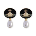 Hanging Pearl Orb Engraved Pendant Earrings (3 Colors)