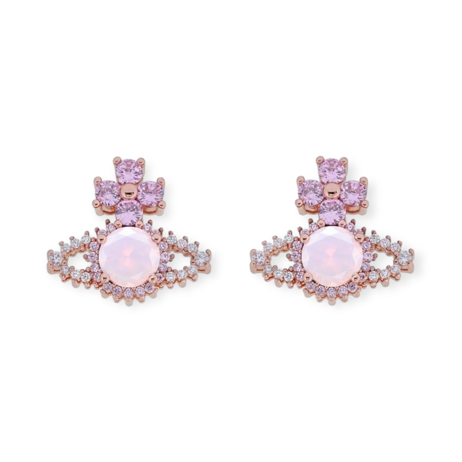 Crystallised Abstract Gem Studded Pendant Orb Stud Earrings (6 Colors)