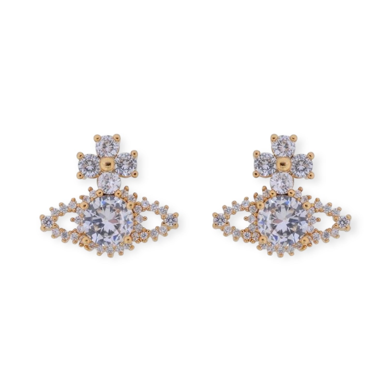 Crystallised Abstract Gem Studded Pendant Orb Stud Earrings (6 Colors)