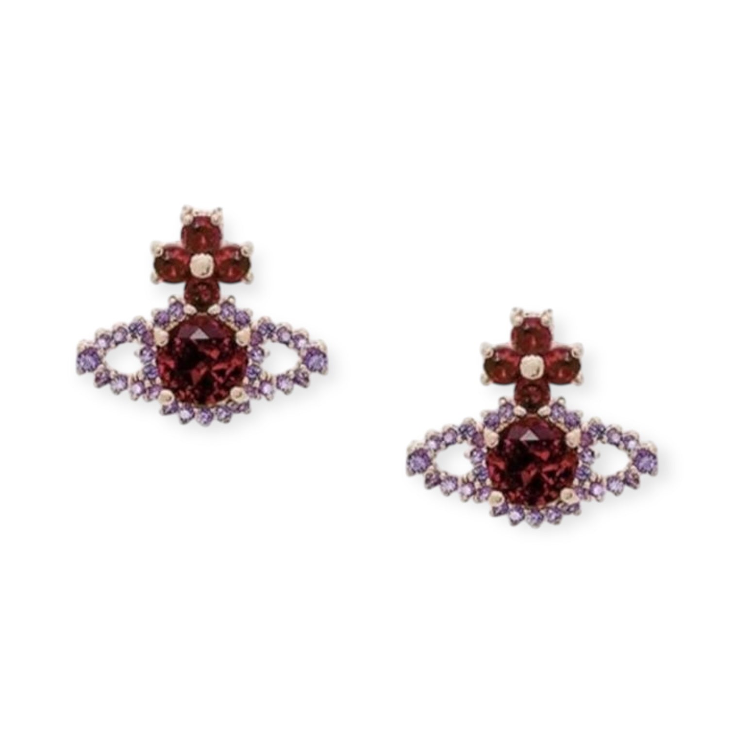 Crystallised Abstract Gem Studded Pendant Orb Stud Earrings (6 Colors)