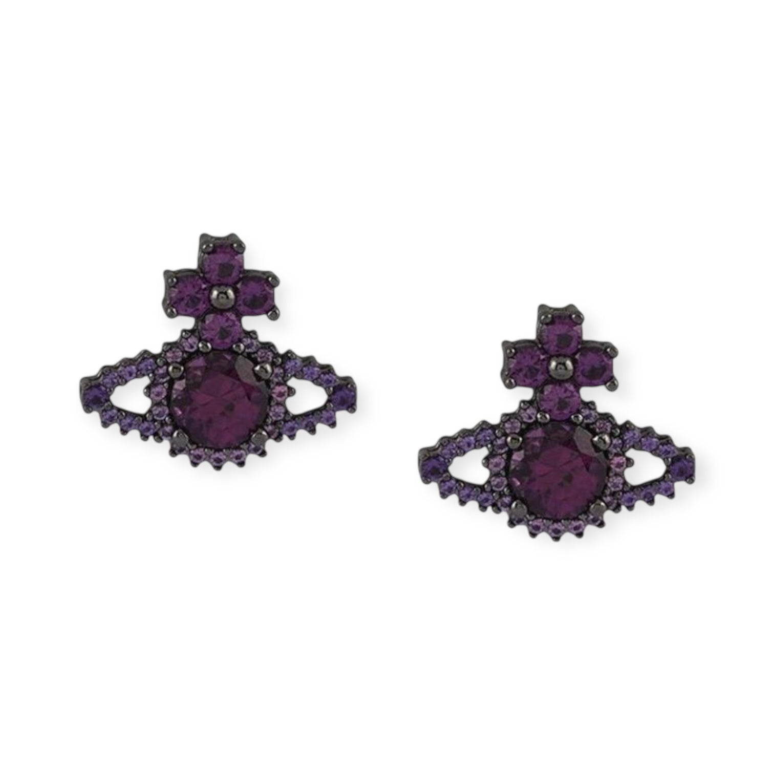 Crystallised Abstract Gem Studded Pendant Orb Stud Earrings (6 Colors)