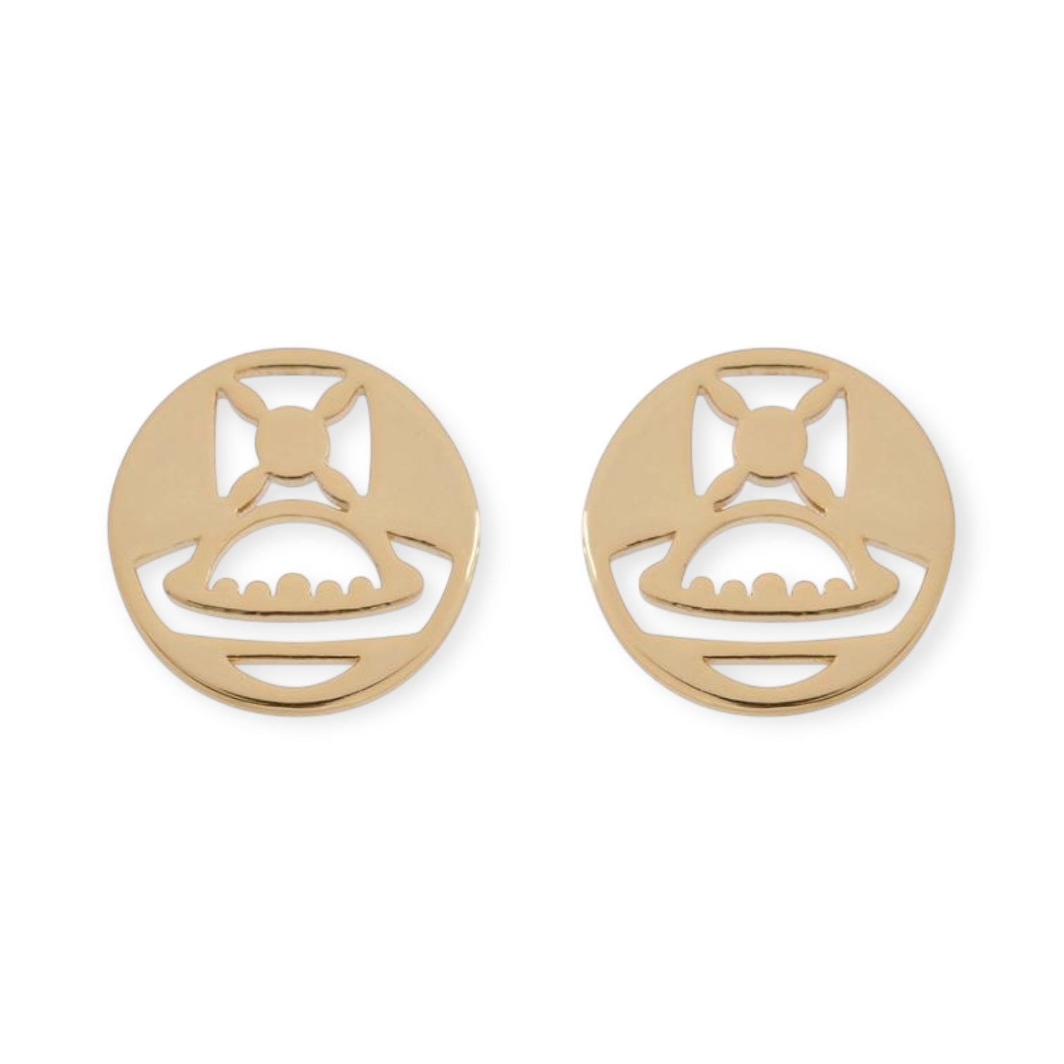 Gold Silver Chain Cutout Orb Design Pendant Stud Earrings (2 Colors)