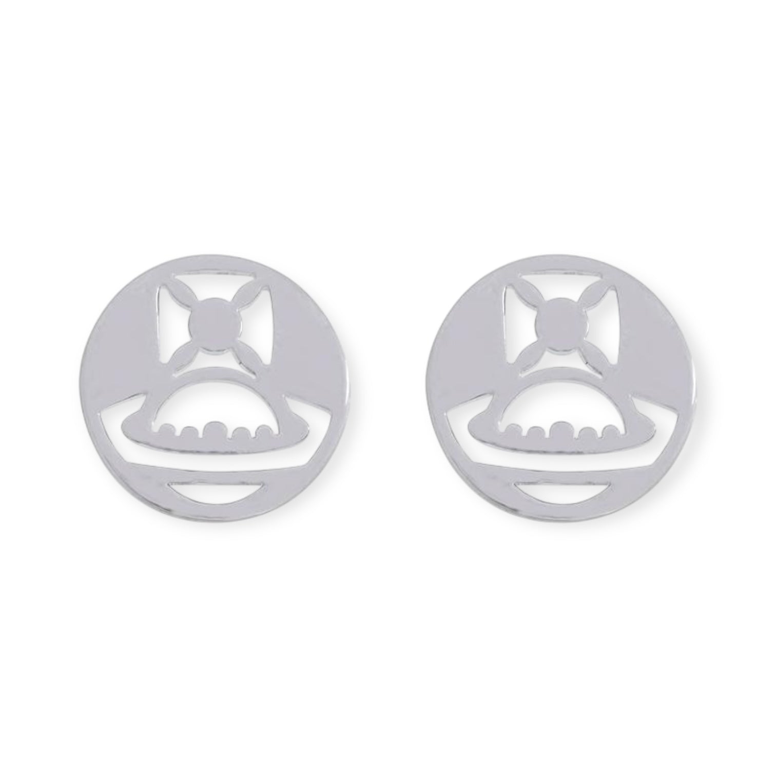 Gold Silver Chain Cutout Orb Design Pendant Stud Earrings (2 Colors)