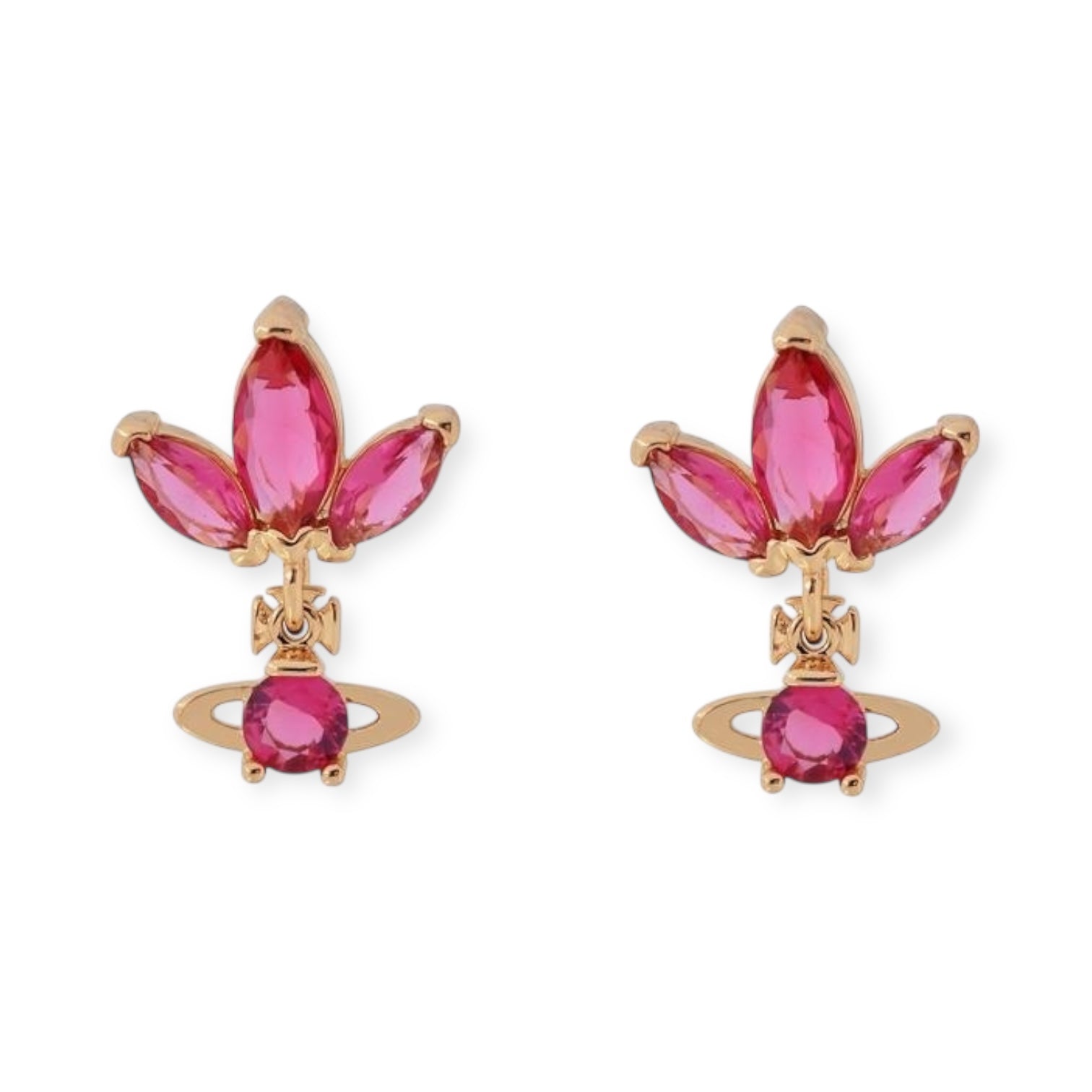 Triple Petal Petals Orb Pendant Stud Earrings (3 Colors)